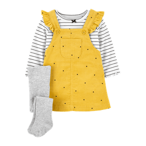 Set Vestido Amarillo, Camiseta y Medias Niñas - Carter's