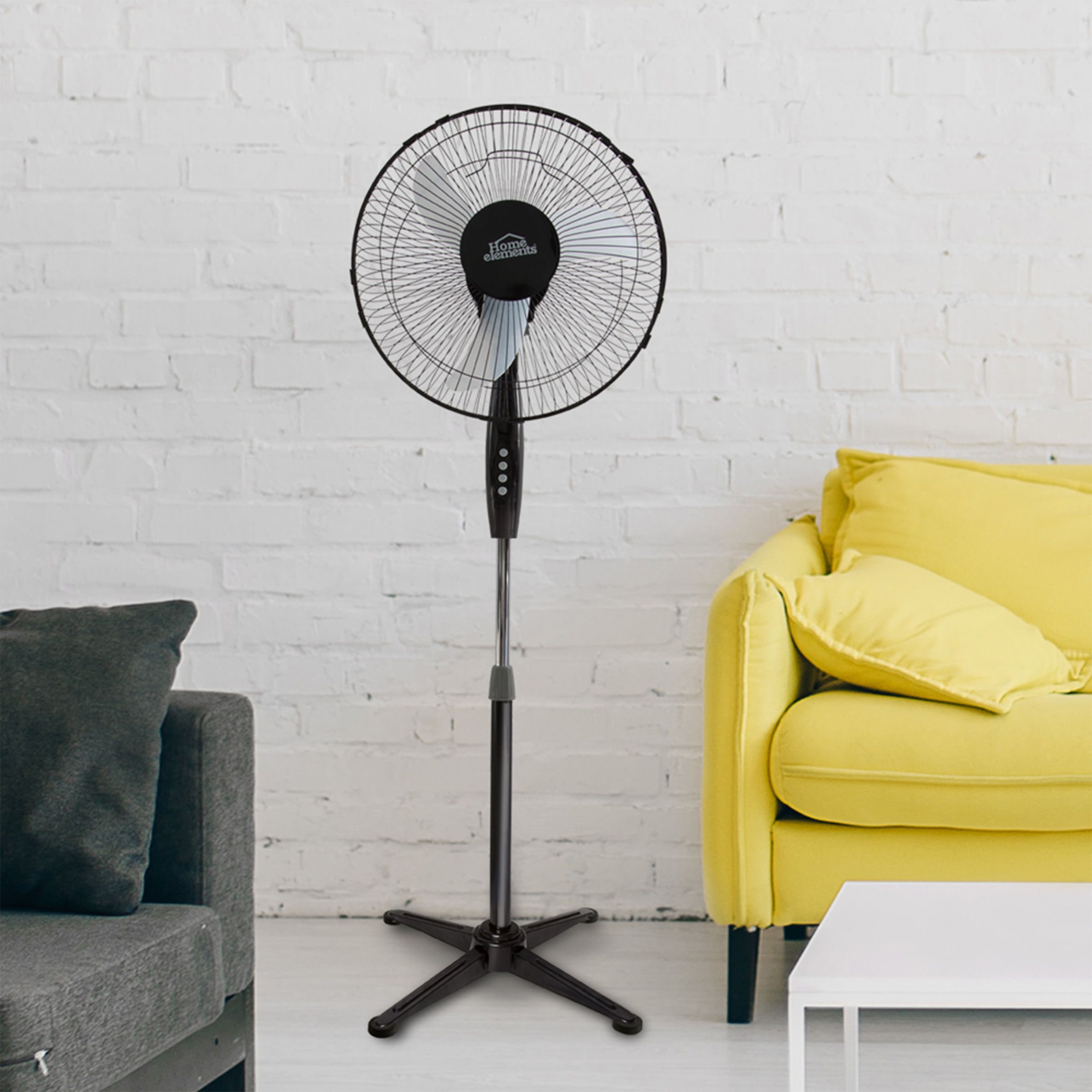 Ventilador Pedestal Mesa Y Pared 3 En 1 16 P Negro Home Elements Pepe