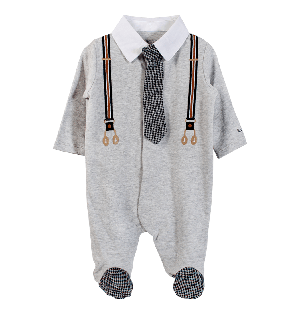 Pijama Manga Larga con Pie Baobao Gris Niños