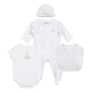 Set Body Manga Corta, Pijama Enteriza, Babero y Gorro Baobao Unisex