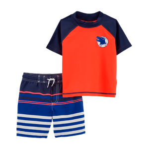 Vestido de Baño 2 Piezas Camiseta y Short Azul Carter's Niños
