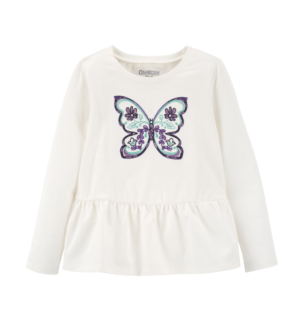 Blusa Manga Larga Blanca Mariposa - Oshkosh