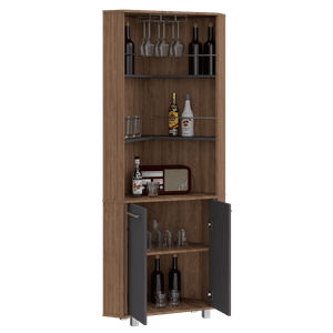 Bar Polinesio, Miel y Plata Oscuro, con espacio para botellas y copas