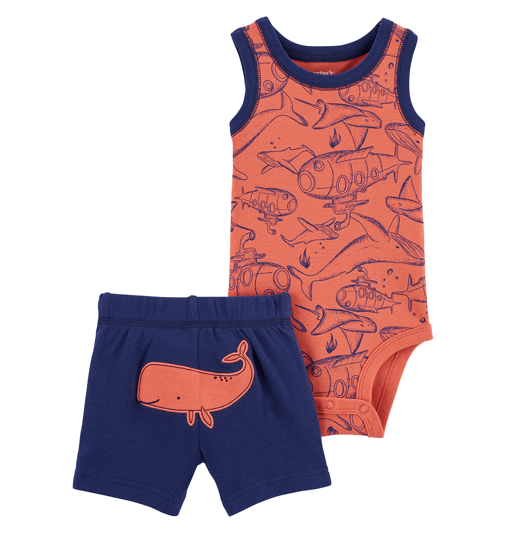 Set Body y Short Ballenas Niños - Carter's
