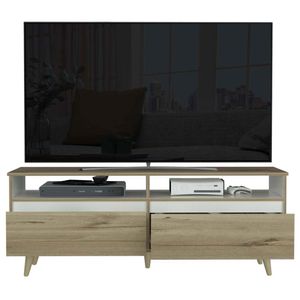 Mesa para TV Dante, Café claro, con espacio para televisor de hasta 60 pulgadas