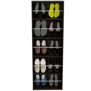 Mueble Auxiliar Zapatero Leto con Espejo, Wengue, con amplio espacio de almacenamiento