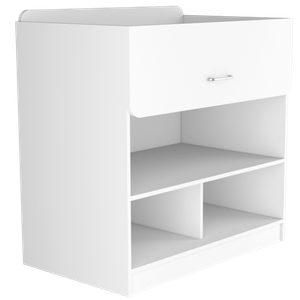 Mueble Cambiador Praga, Blanco, con un cajón multiusos y varios entrepaños