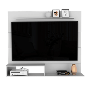 Panel de TV Ascher, Blanco Perla, con espacio para televisor de hasta 55 pulgadas