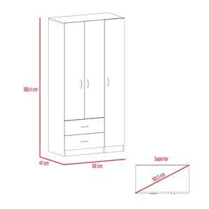 Closet América, Nogal y Blanco, con dos cajones y variedad de entrepaños