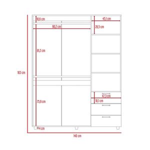 Closet Tini, Nogal y Blanco Duqueza, con tres cajones organizadores y variedad de entrepaños