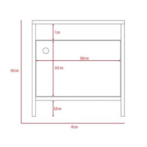 Mesa de Noche Tutto, Macadamia y Blanco Duqueza, con cajón para guardar objetos ideal para espacios reducidos