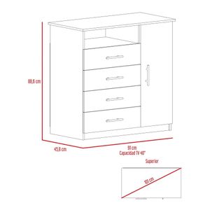 Organizador Barlovento, Ceniza y Blanco, con compartimiento para colgar ropa