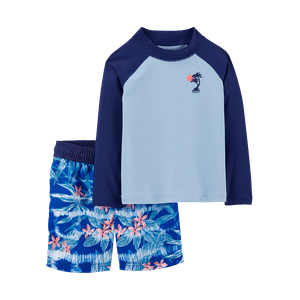 Set Camiseta y Short de Baño Azul Infantil - Carter's