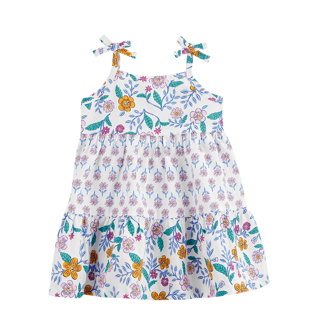 Vestido Manga Sisa Flores Niñas - Carter's