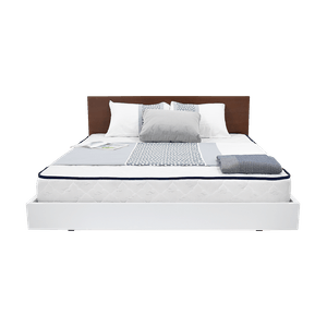 Combo Cama Lanus Queen Tabaco y Blanco + Colchón Versalles - Hogar Venecia