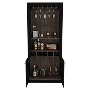 Bar Tonny, Wengue, con espacio superior para almacenar copas de vino