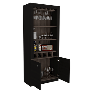 Bar Tonny, Wengue, con espacio superior para almacenar copas de vino