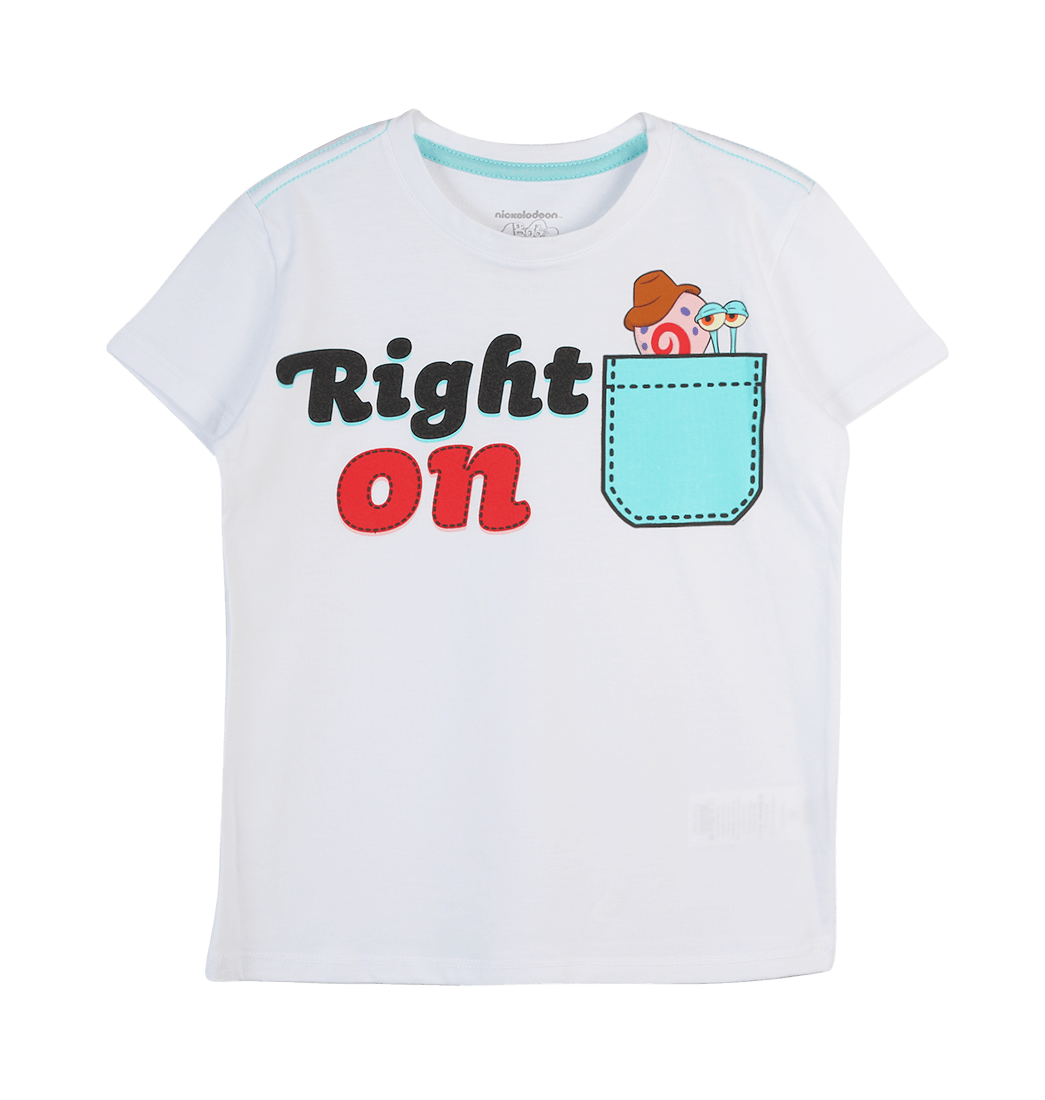 Camiseta Manga Corta Blanca Niños - Bob Esponja