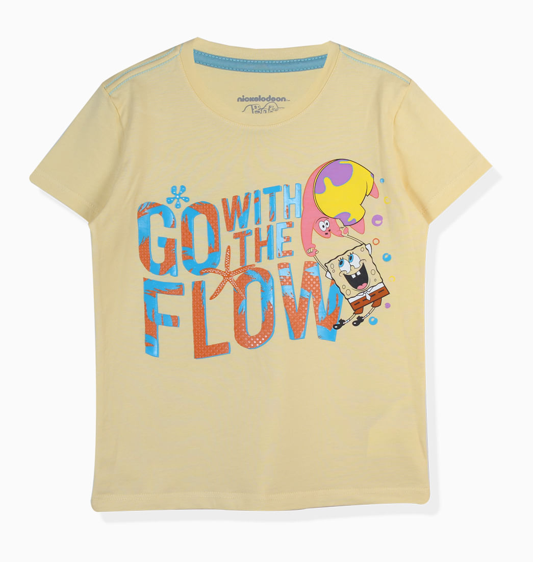 Camiseta Manga Corta Amarillo Niños - Bob Esponja