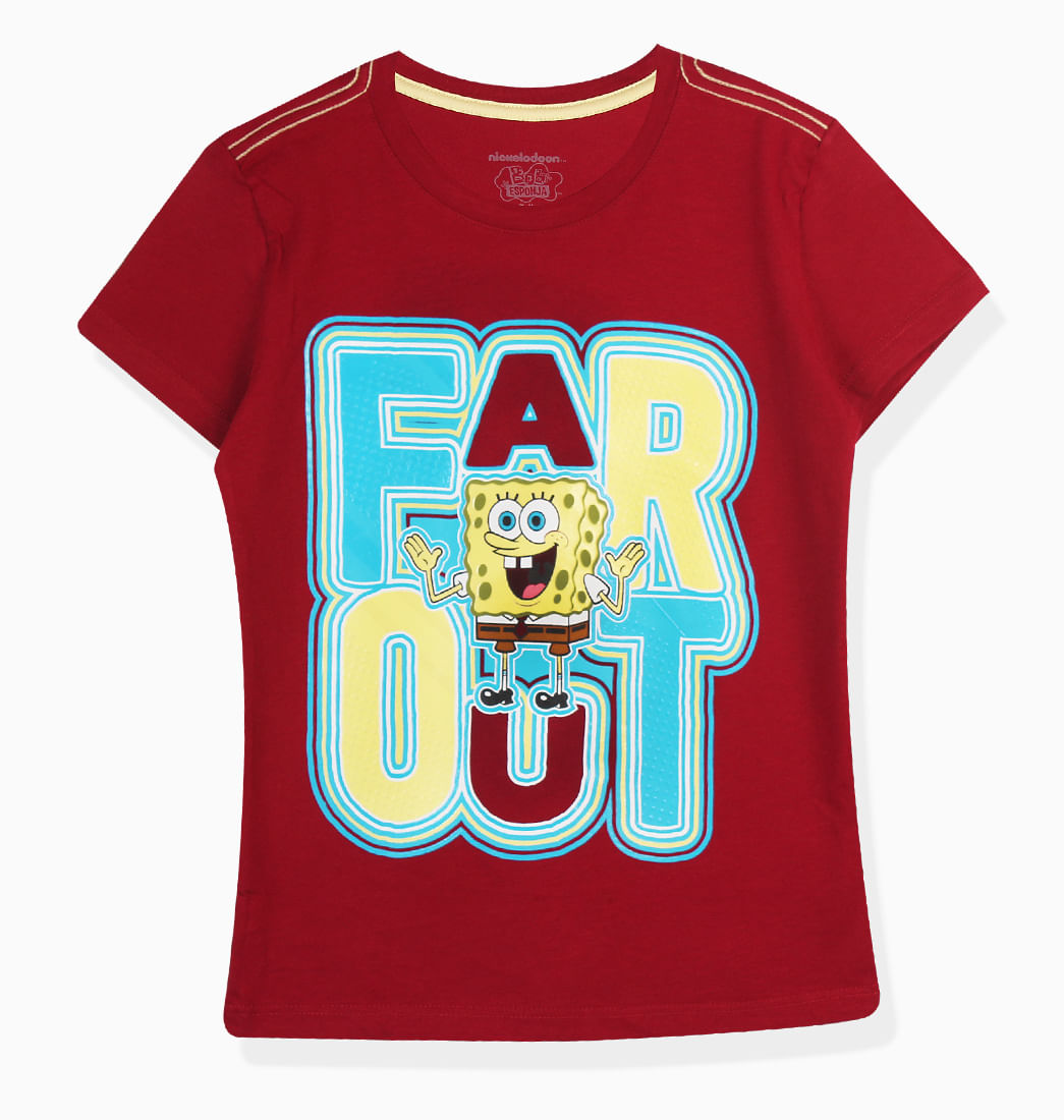 Camiseta Manga Corta Roja Niños - Bob Esponja