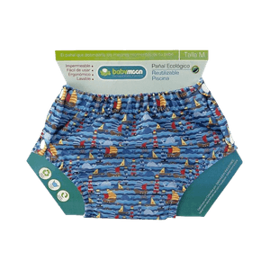 Pañal Ecológico Tela para Piscina Barcos Ballenas - Babymoon
