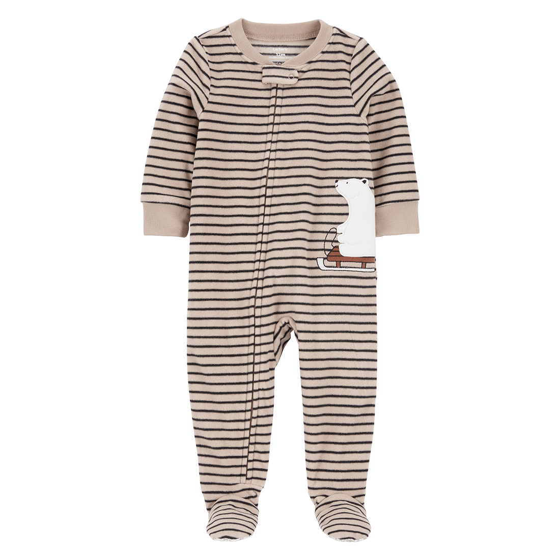 Pijama Enteriza con Pies Café Rayas Niños - Carter's