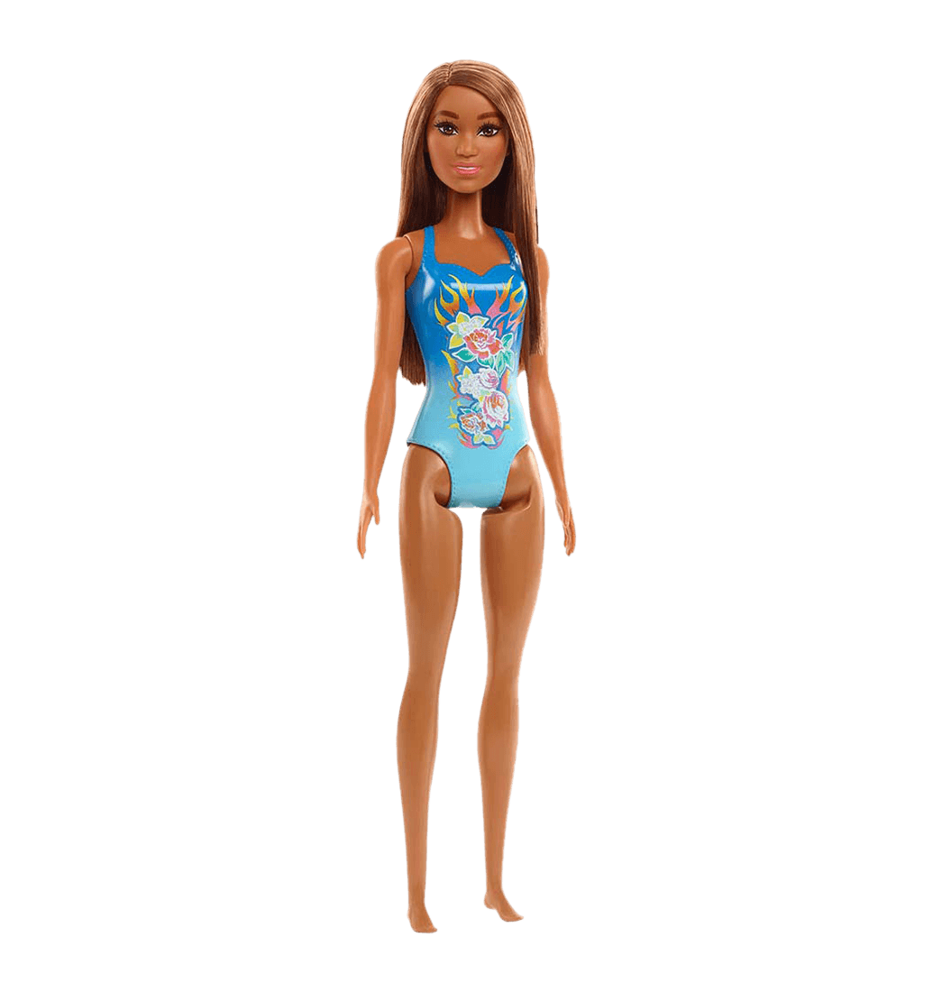 Muñeca Traje De Baño Azul Con Rosas Barbie Barbie - Pepe Ganga