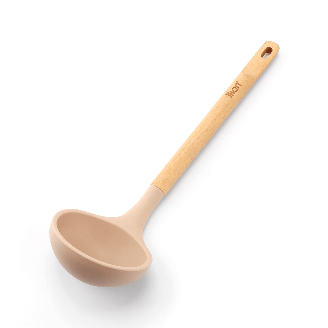 Pepeganga S.A.. Cucharones utensilios de cocina x12 de silicona con mango  de madera, en caja
