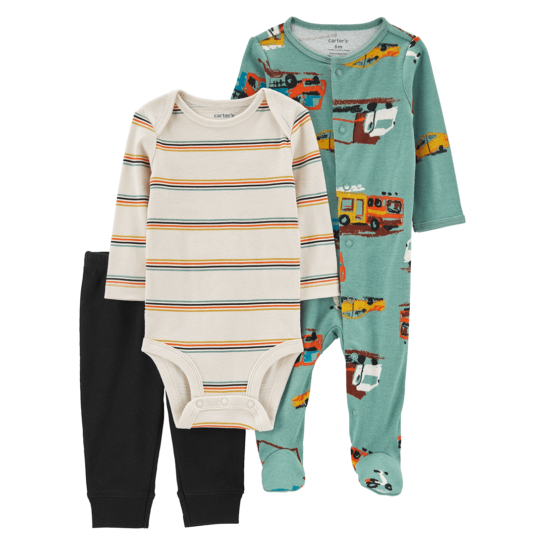 Set Body, Pantalón y Pijama Enteriza Vehículos Niños - Carter's