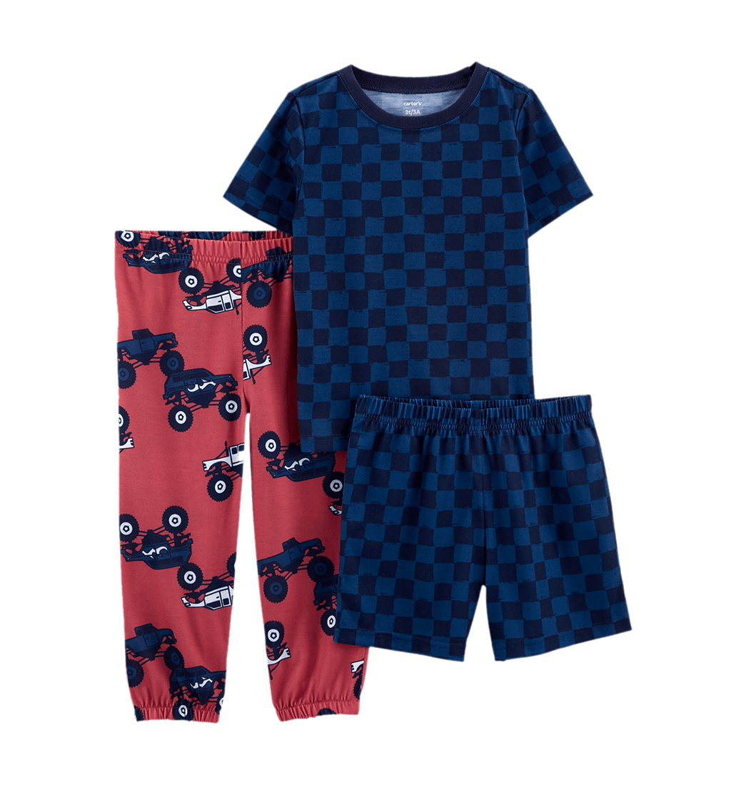 Pijama 3 Piezas Carros y Cuadros Niños - Carter's