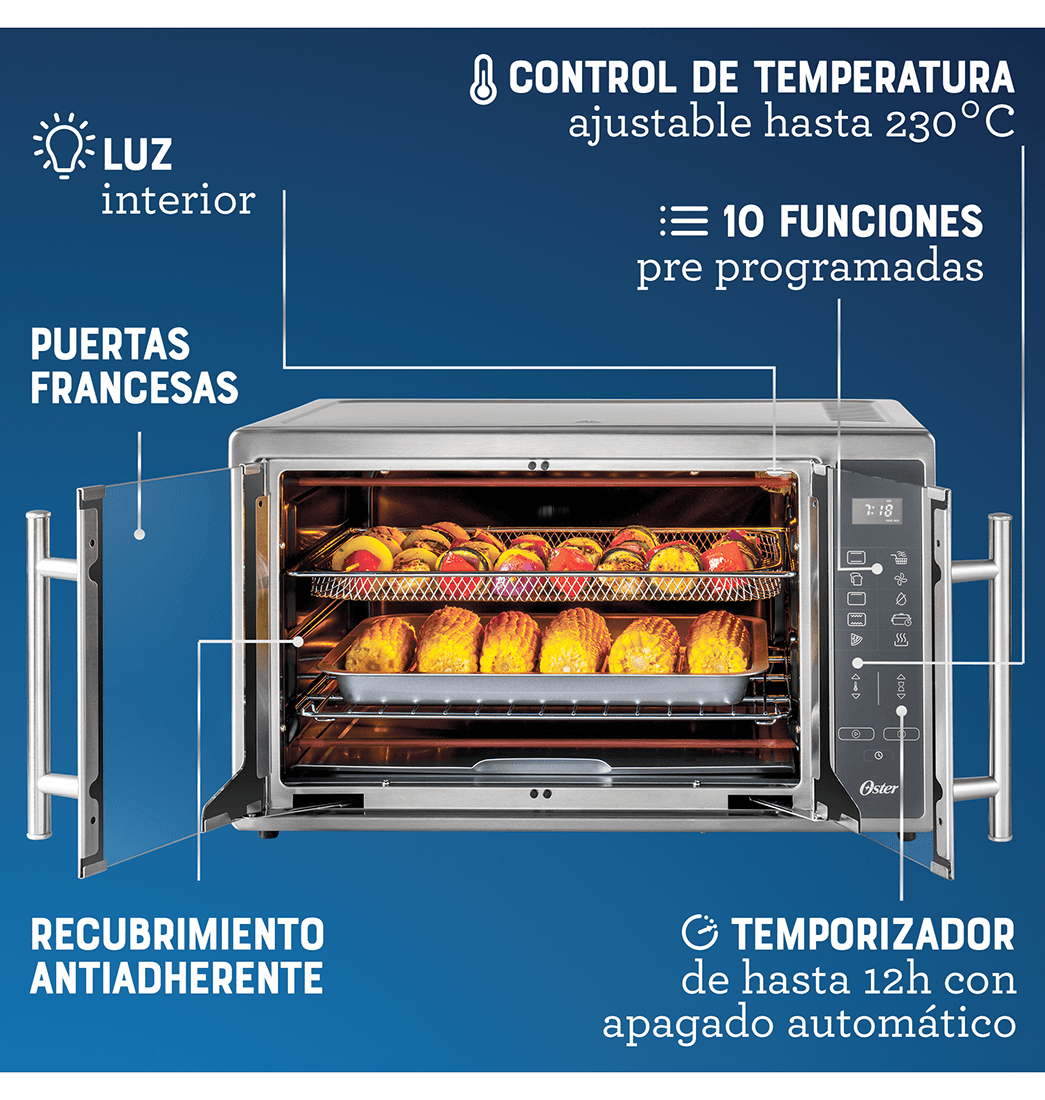 Horno digital con freidora de aire 42L y puertas francesas TSSTTVFDDAFNS -  osterpe