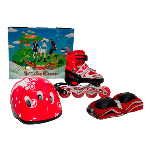 Combo de Patines Rojo + Kit de Protección + Casco Talla S (29-33) - Cougar