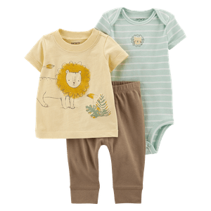 Set Body Rayas, Camiseta León y Pantalón Niños - Carter's