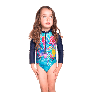 Vestido de Baño Enterizo Manga Larga Niñas Multicolor - Speedo