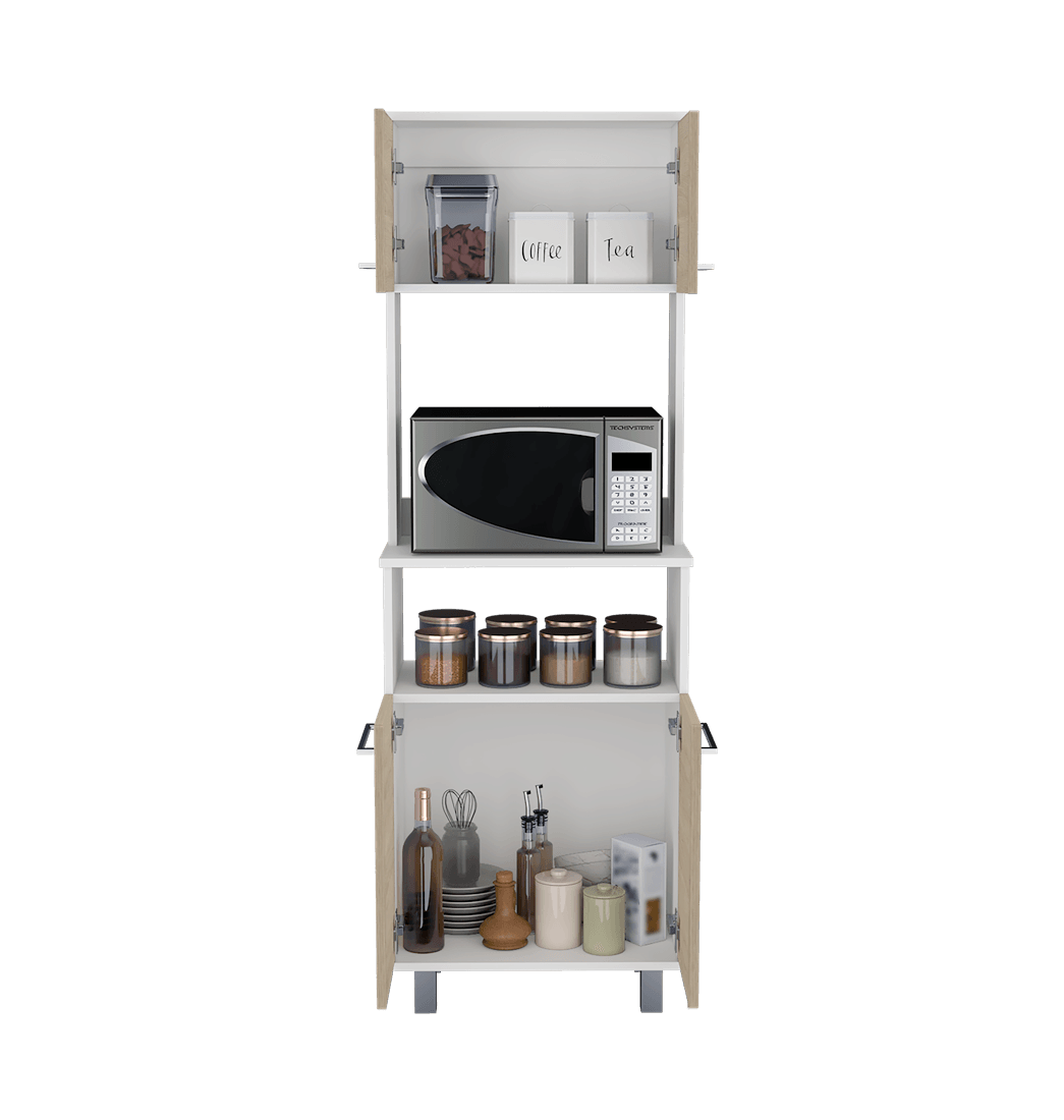 Mueble Microondas Fénix Rovere Y Blanco 54 Cm Con