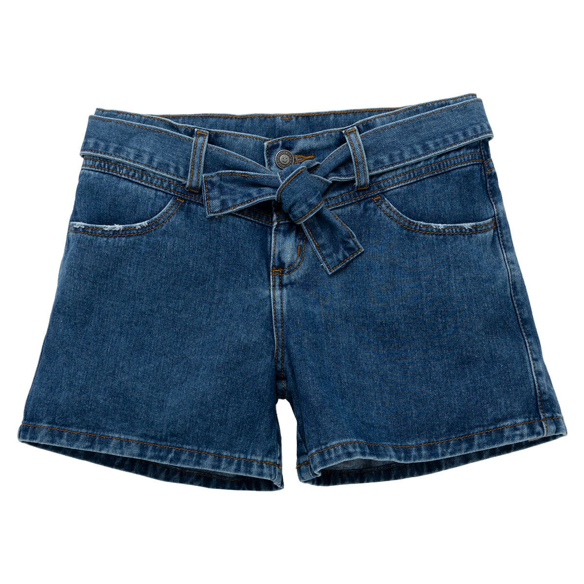 Short con cinturón para niña color indigo