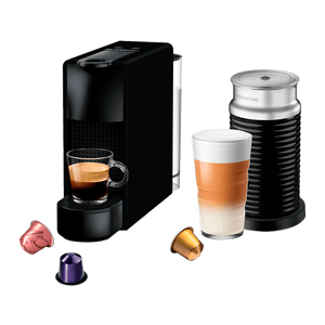 Cafetera Essenza Mini Negra con Espumador de Leche - Nespresso