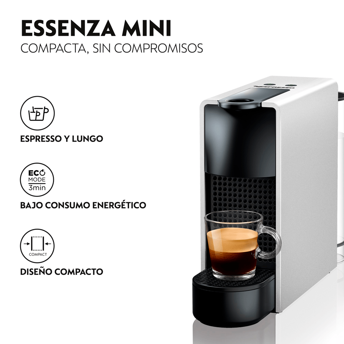 Nespresso Essenza Mini Silver + Espumador de leche Máquina de café