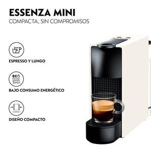 Cafetera Essenza Mini Blanca con Espumador Leche - Nespresso