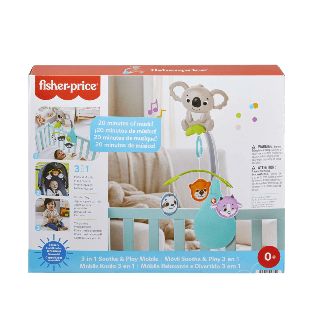 Fisher-Price Móvil Koala 3 en 1 Carrusel de Cuna Bebé Recién