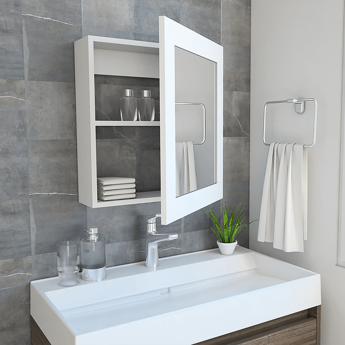 Gabinete Para Baño Mobi Gabinete Para Bau00f1o De Madera Con