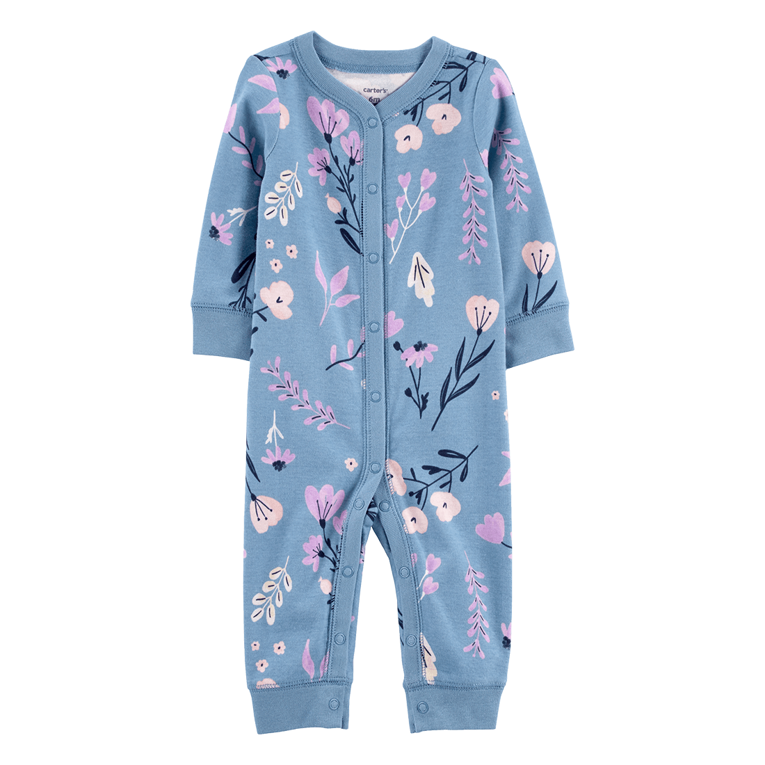 Pijama Enteriza sin Pies Flores Azul Niñas - Carter's