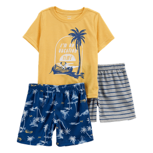 Set 3 Piezas Camiseta Manga Corta Palmera y Shorts Niños - Carter's