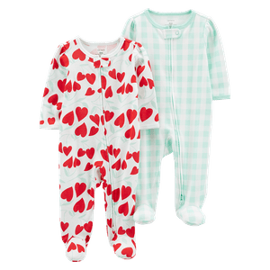 Set 2 Pijamas Enterizas Corazones y Cuadros Niñas - Carter's