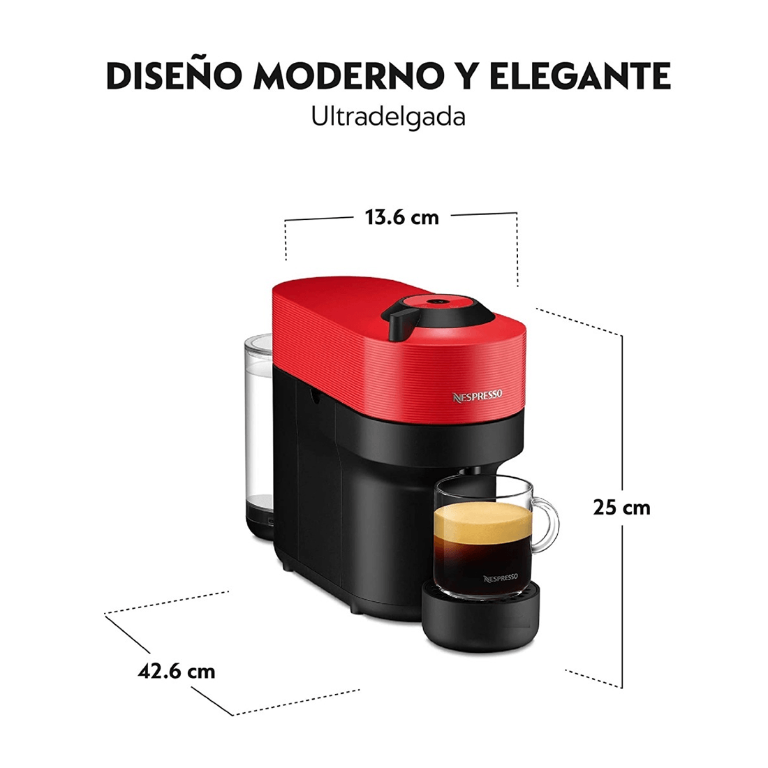 Cafetera Essenza Mini Roja con Espumador de Leche - Nespresso - Pepe Ganga  - Pepe Ganga