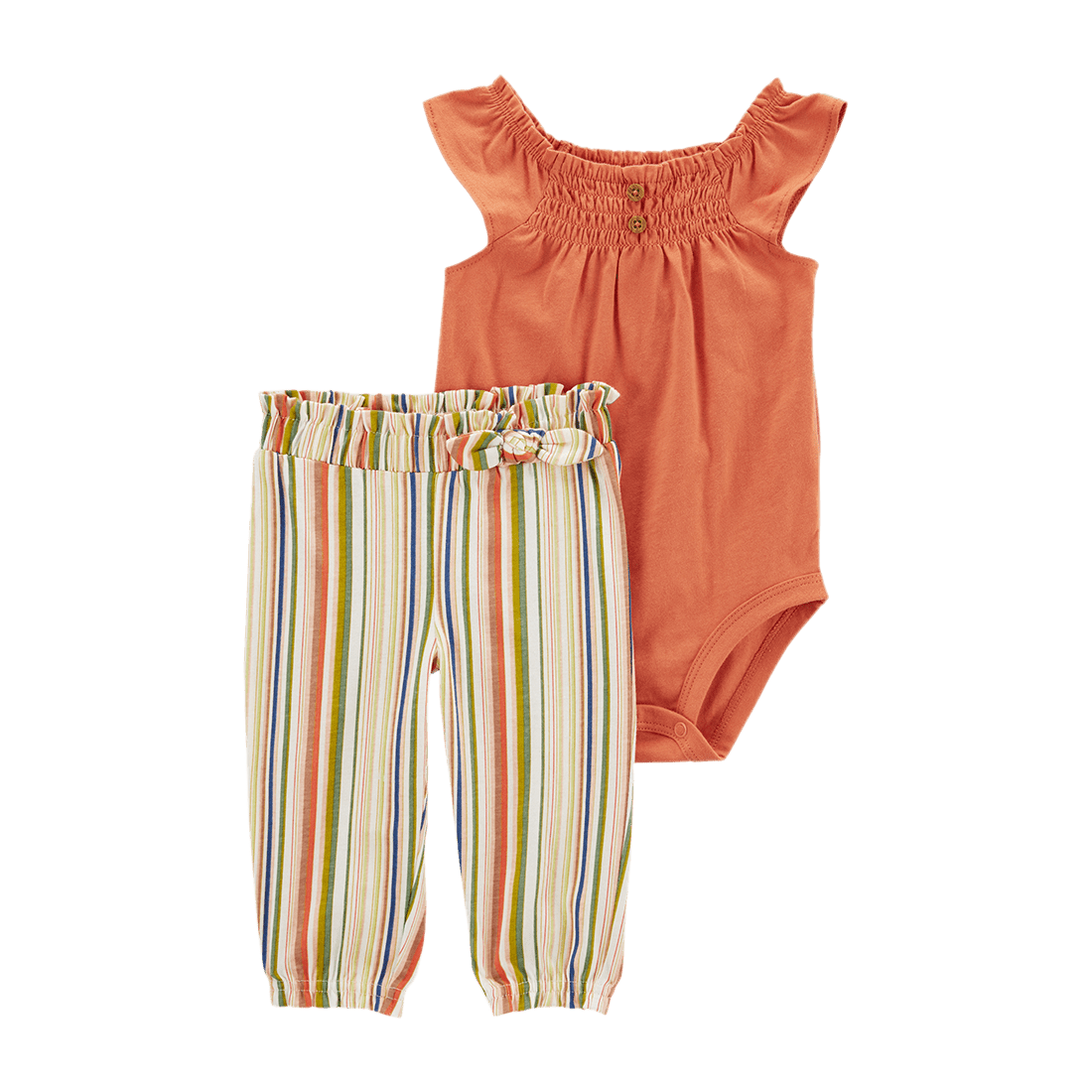 Set Body Manga Sisa Naranja Y Rayas Niñas Carter